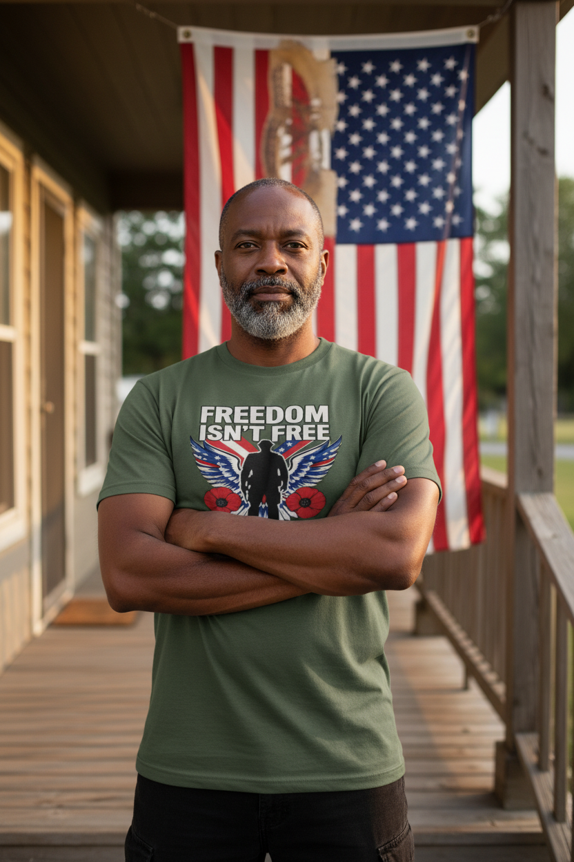 Veteran on porch