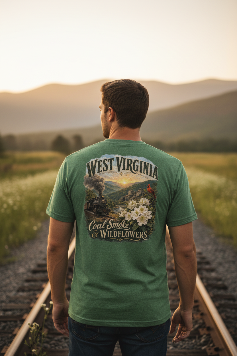 West Virginia Coal Smoke & Wildflowers - Green Lifestyle Mockup