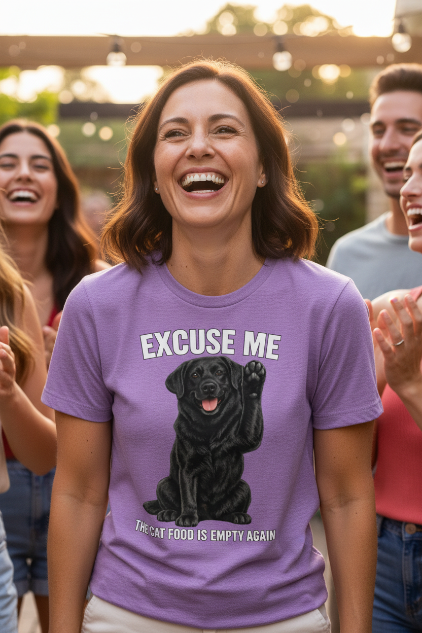Woman at backyard party, purple tee zoomed in