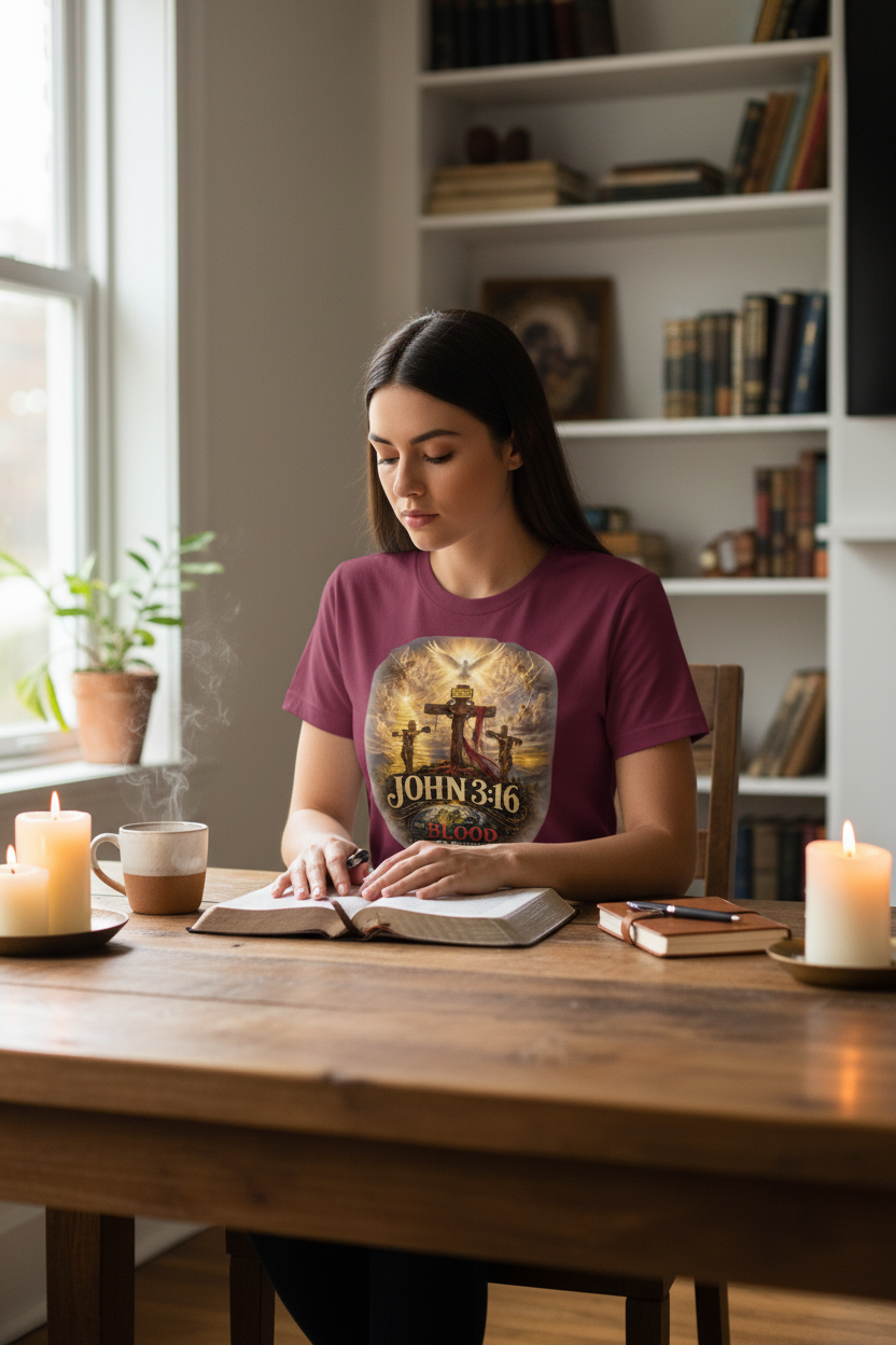 Woman Bible study dining room
