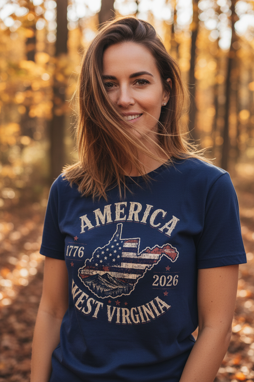 Woman lifestyle mockup - navy tee