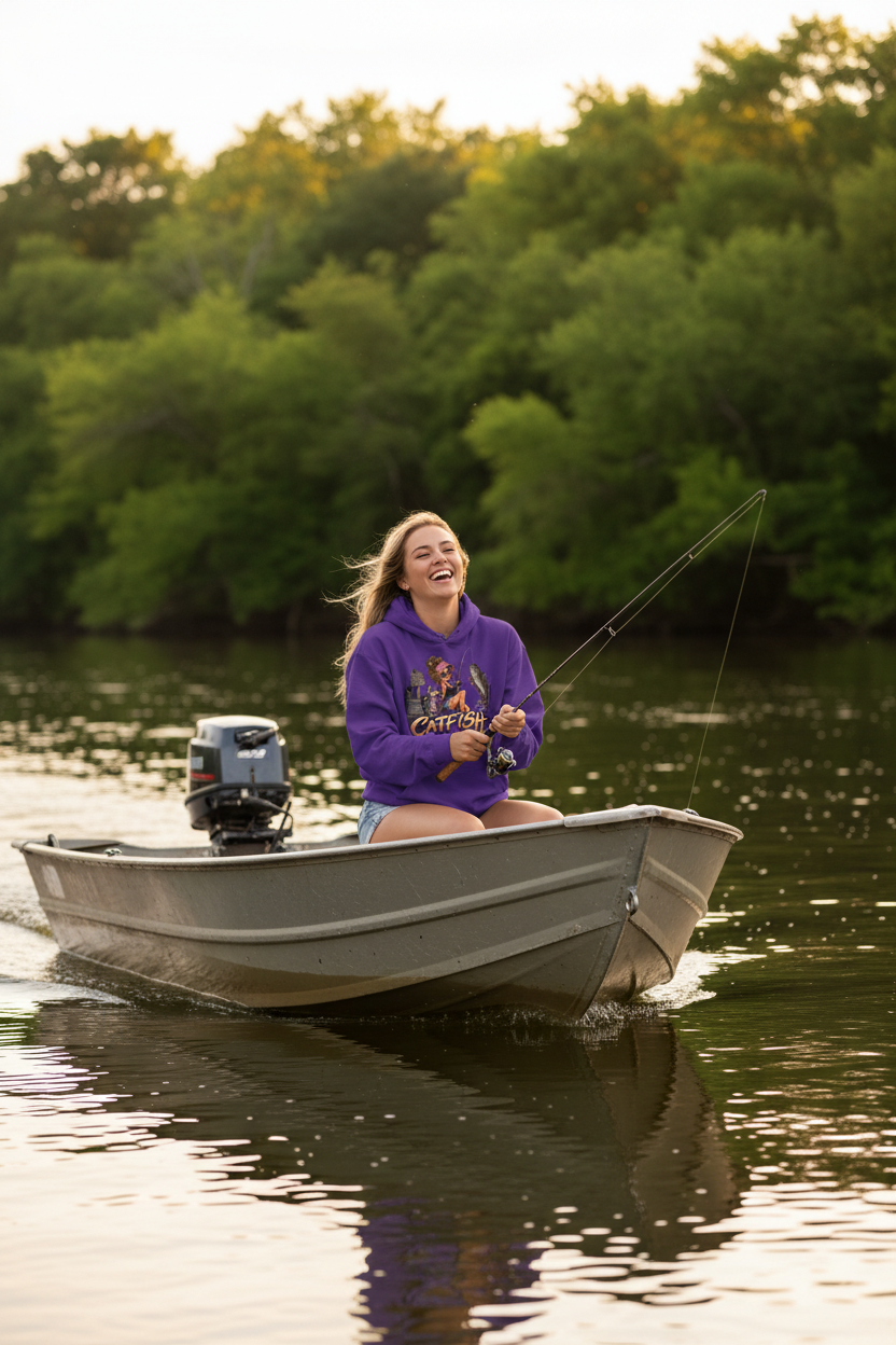 Woman Riding in Boat